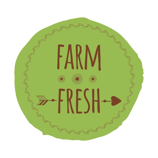 Vector natural organic product label emblem or badge with inspiring quote fresh farm