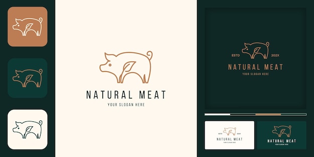 Natural pork meat logo and business card