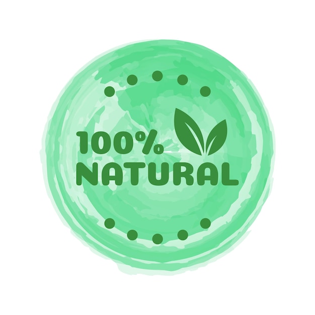 Natural Product Label Made with a sticker label made from ecofriendly green natural ingredients Vector illustration