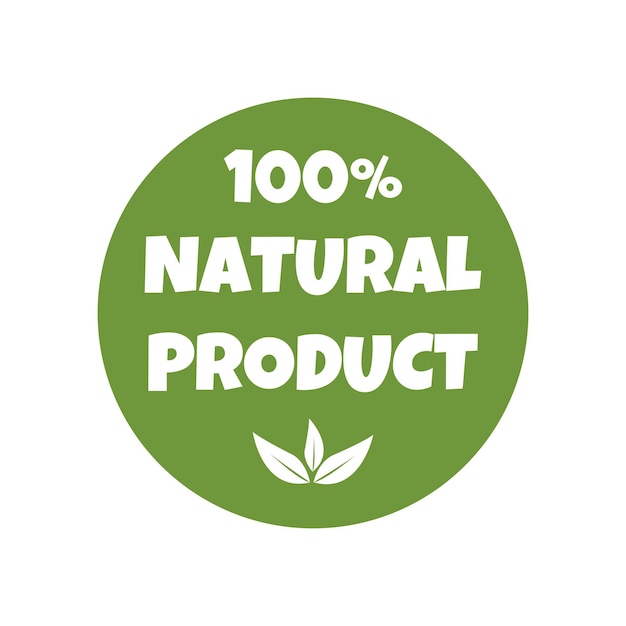 Natural product , stickers with green leaves. Logo, stamp, label. Ecology of the icon.