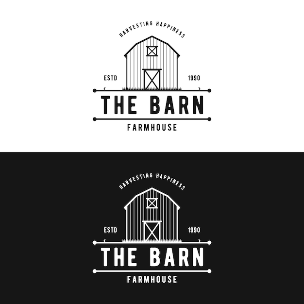 Vector natural rustic barn farmhouse warehouse logo design with a retro vintage concept