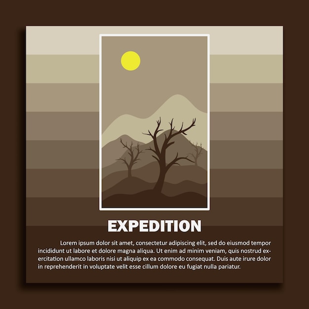 natural scenery illustration design template that looks like mountains trees and the sun suitable