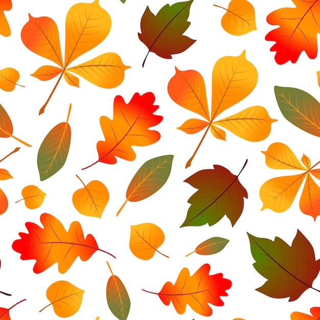 Natural seamless pattern with autumn fallen leaves.