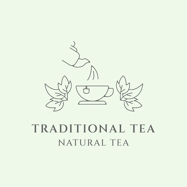 Natural tea logo line art minimalist vector illustration design icon