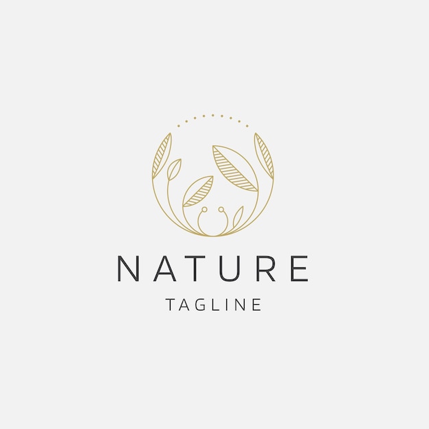 Natural tree flower elegant gold color logo icon design template flat vector illustration