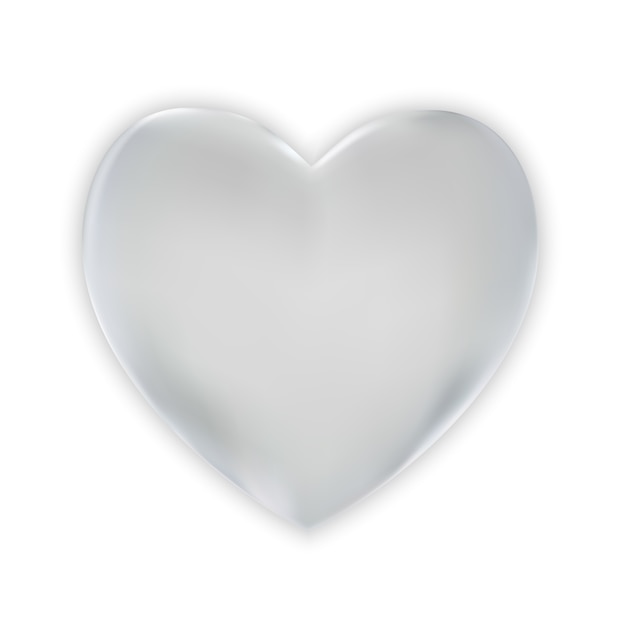 Naturalistic colorful 3D silver heart on a white.