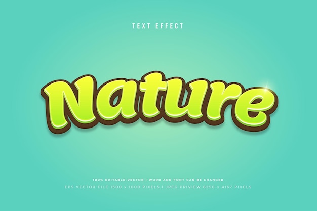 Nature 3d text effect on green background