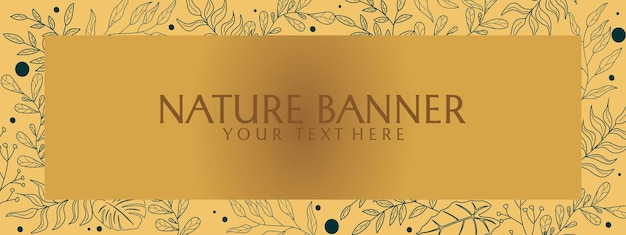 nature banner with hand drawn floral ornaments aesthetic brown background social media cover