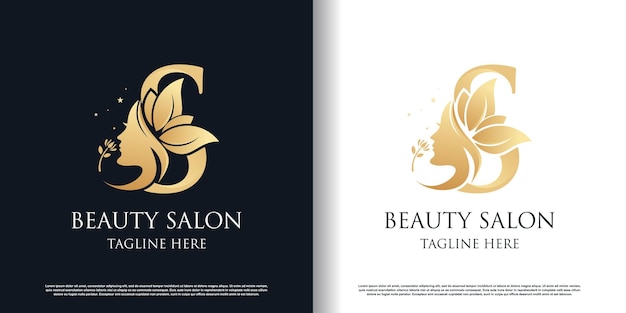 Nature beauty logo design with letter s unique style concept Premium Vector