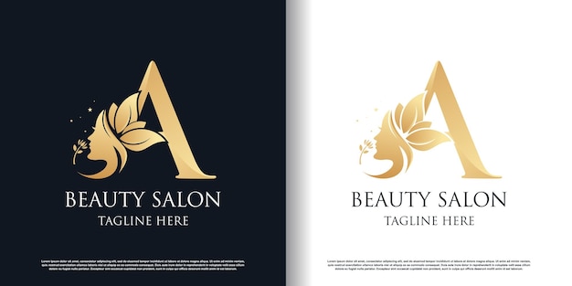 Nature beauty logo design with letter a unique style concept Premium Vector