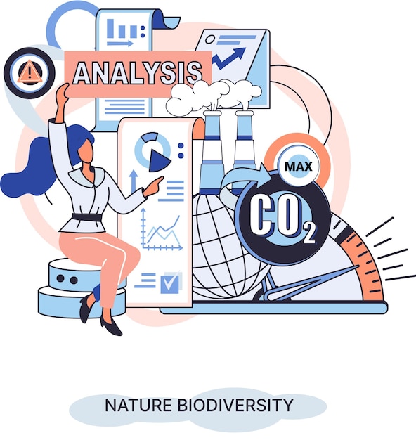 Nature biodiversity vector illustration set mother earth climate change awareness ecological concept Creative metaphor