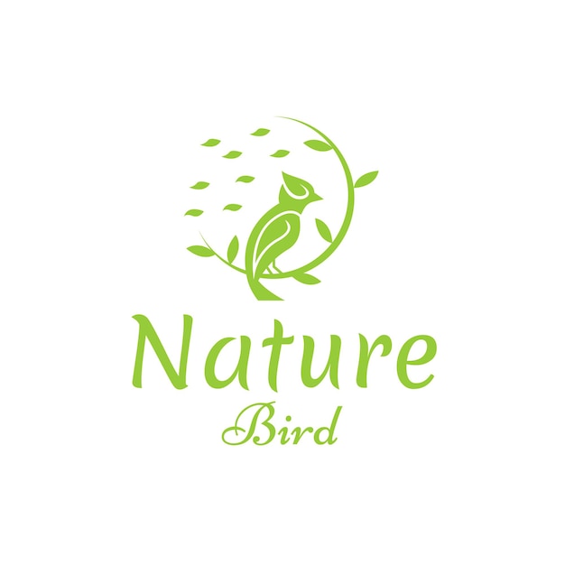 Nature bird logo with leaf circle