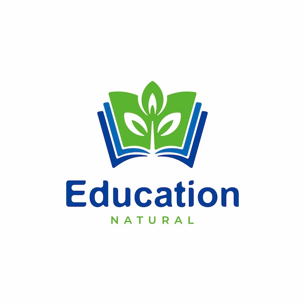 Nature Book education logo design template.