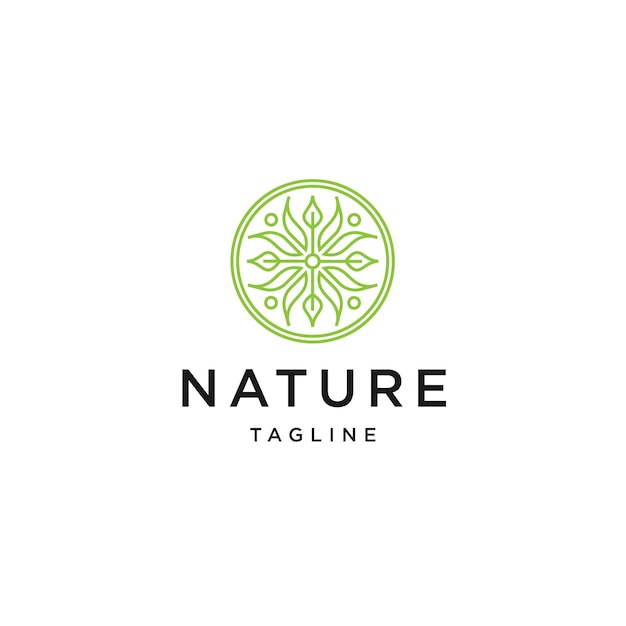 Nature boutique of leaf line logo icon design template