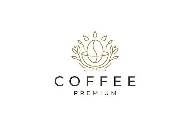 Nature coffee minimalist line style logo icon design template flat vector