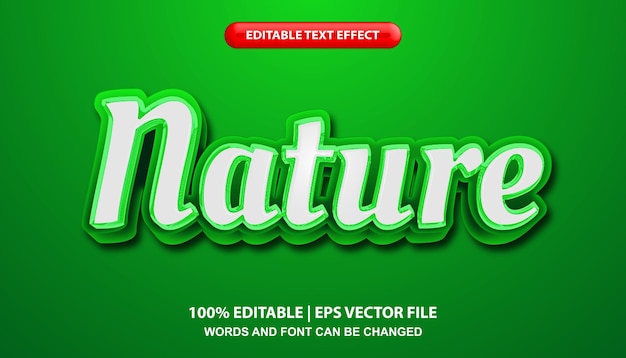 Nature editable text effect template, bold font style with glossy effect in green color