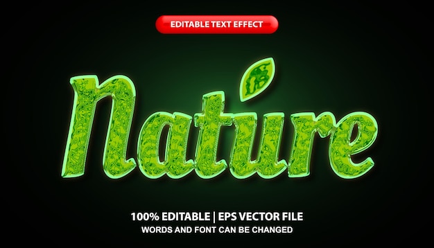 Nature editable text effect template, green lettering with abstract texture