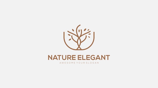 Nature Elegant Tree Logo design template illustration