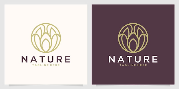 Nature elegant with line art logo design