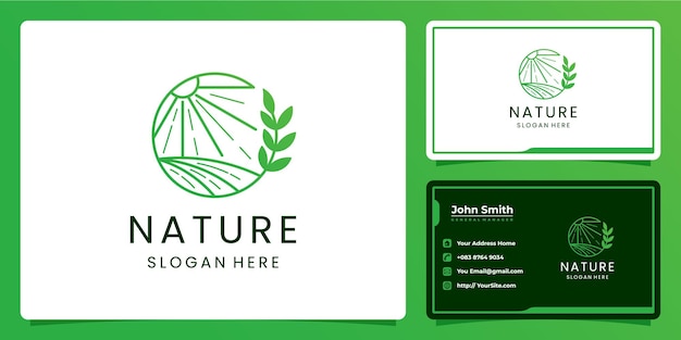 Nature farm fresh monoline logo design inspiration