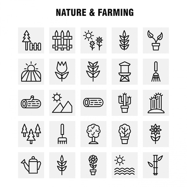 Nature And Farming Line Icon Pack