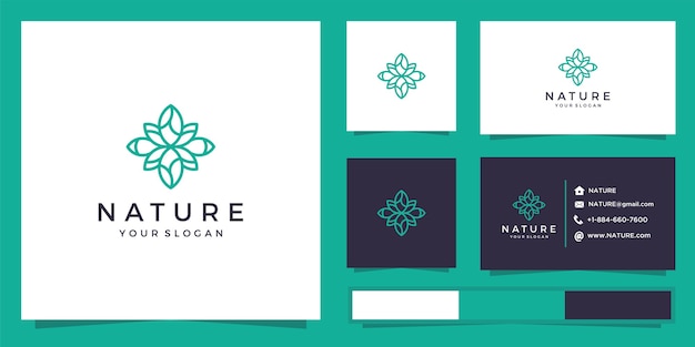 Nature flower logo with line style. logo and business cards