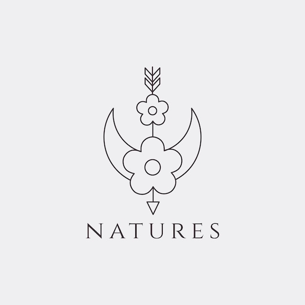 Nature flower minimal beauty luxury boutique boho feminine logo design vector