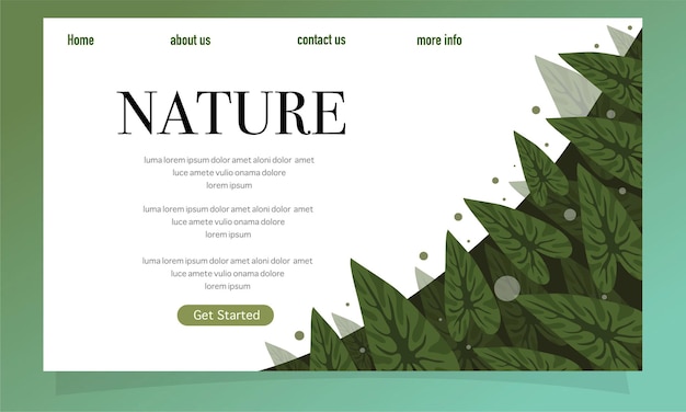 Nature foliage plants for background and landing page design set bundle 