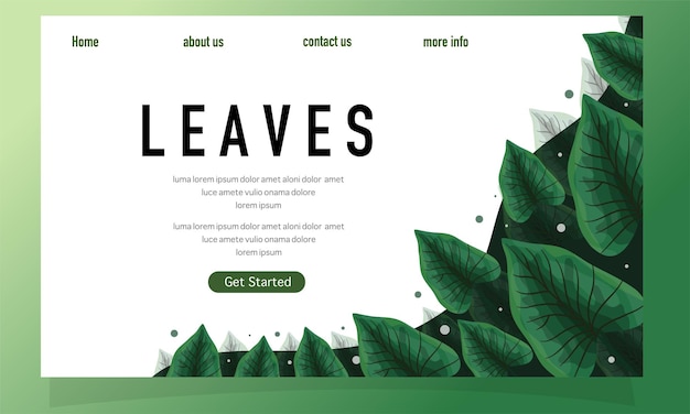 Nature foliage plants for background and landing page design set bundle 