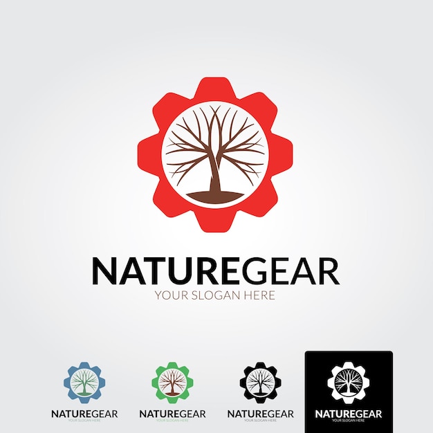 Nature gear logo template  vector