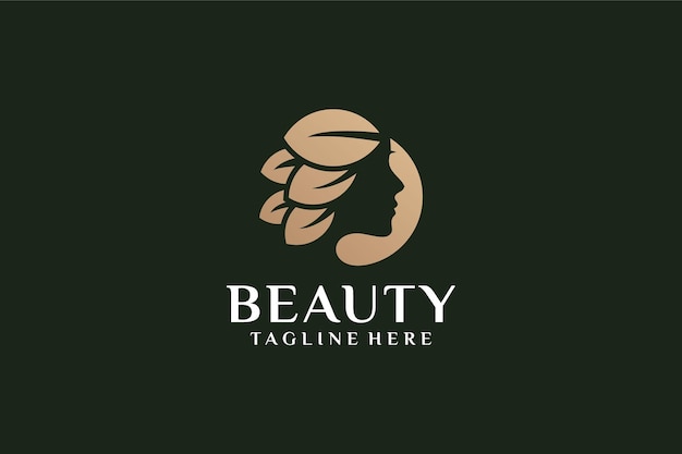 Nature gold woman face hair salon spa logo