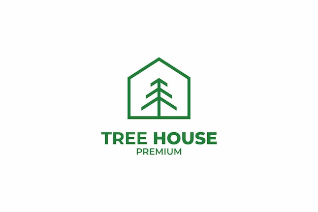 Nature green house logo with tree and leaf icon design vector template