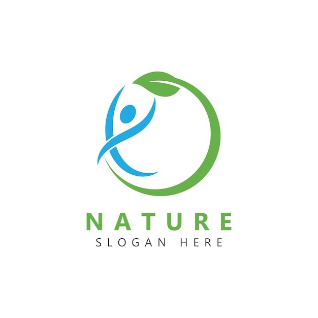 Nature Herbal Medicine Healthy People Wellness Vector Logo Design Template