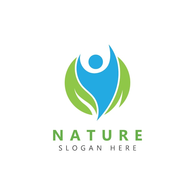 Nature Herbal Medicine Healthy People Wellness Vector Logo Design Template