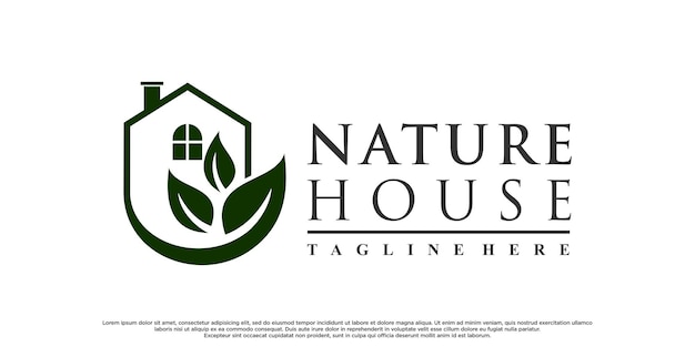 Nature house logo design with creative concept Premium Vectore