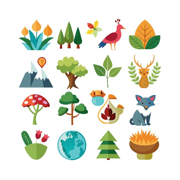 Vector nature icon set collection vector illustration