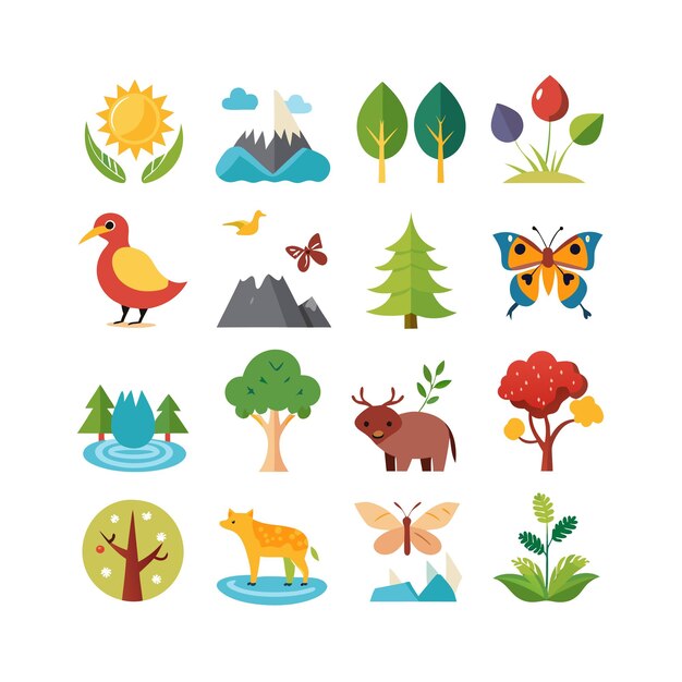 Vector nature icon set collection vector illustration