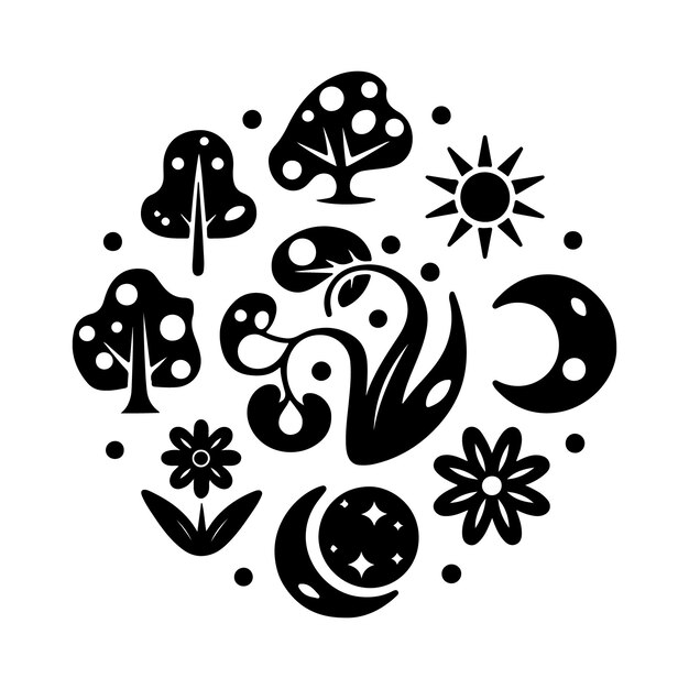 Vector nature icon set illustration silhouette vector with white background