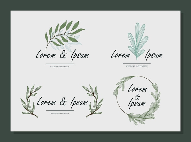 Vector nature iconic wedding name set