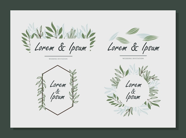 Vector nature iconic wedding name set