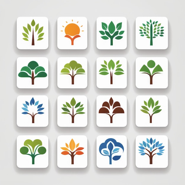 nature icons set in flat stylenature style