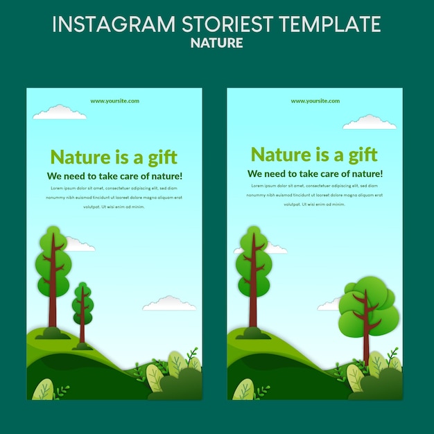 Nature is a gift with paper cut style instagram stories