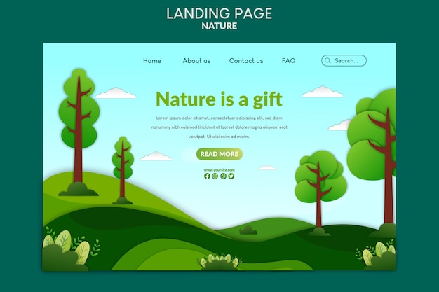 Nature is a gift with paper cut style web template