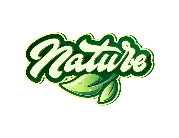 Nature label in lettering style