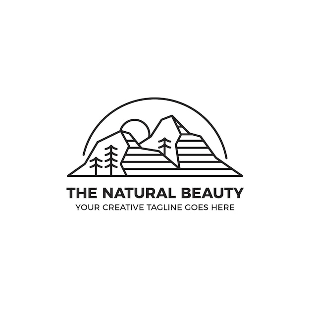 Nature Landscape Monoline Logo Template