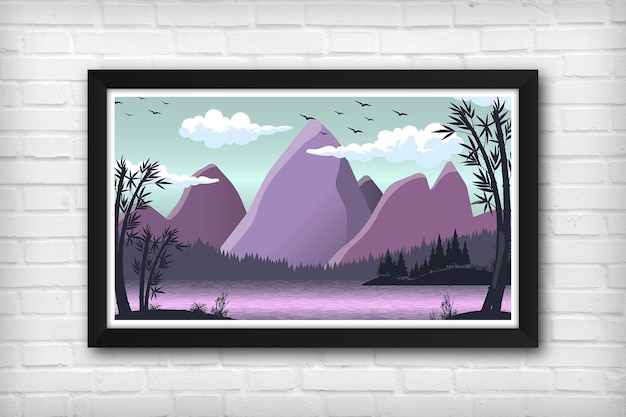 Vector nature landscape vector illustration wallpaper background digital art