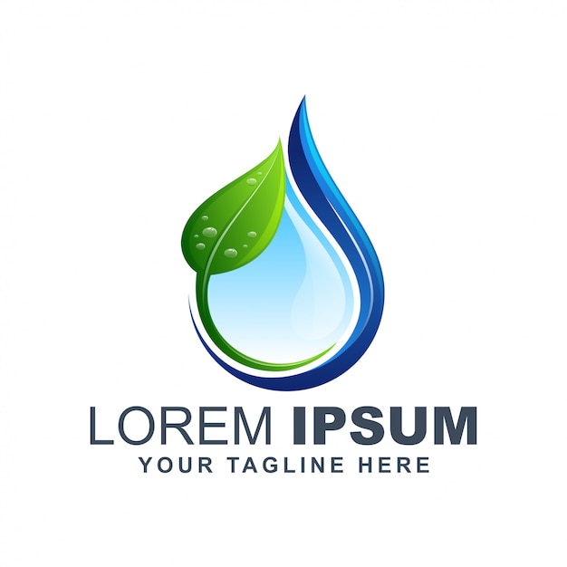 Nature leaf and drop water pure logo