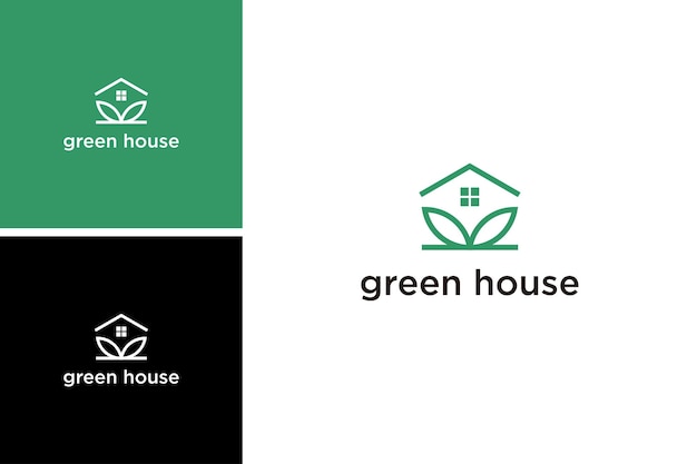 nature leaf home logo design. green house vector template