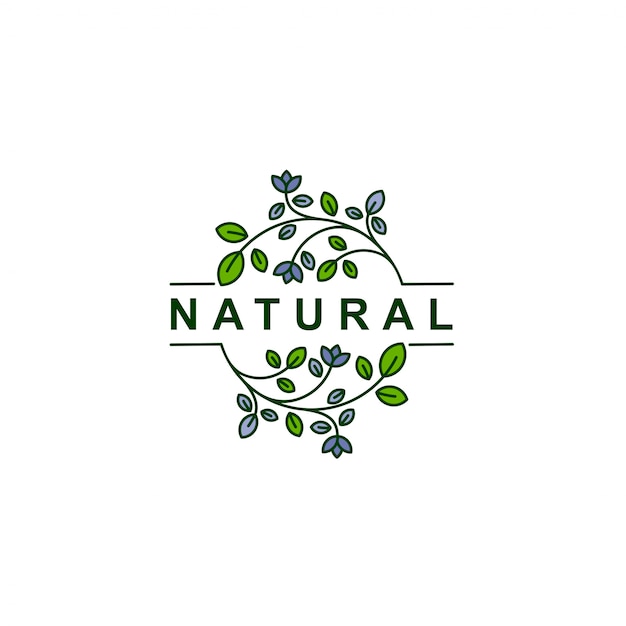 nature leaf line art logo icon symbol vector illustration