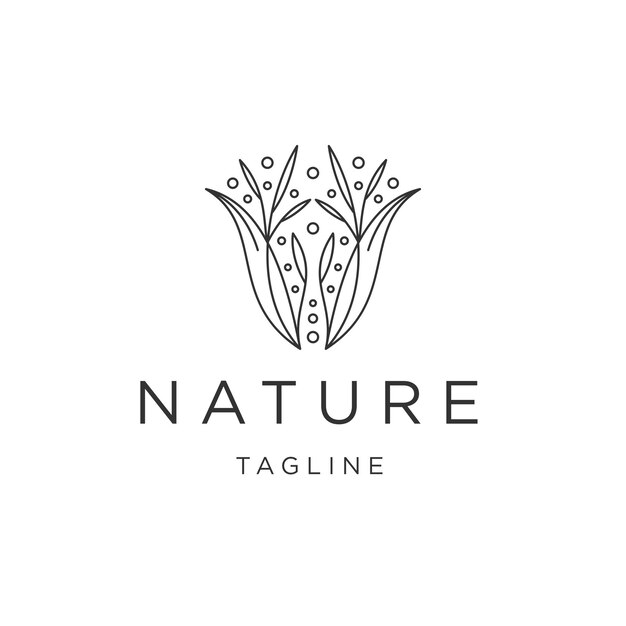 Nature leaf line logo concept flat icon design vector template